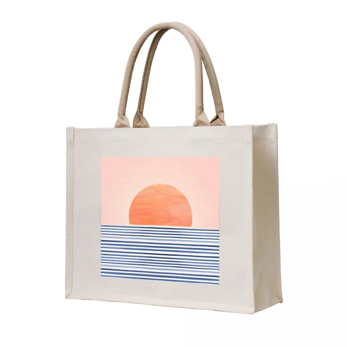 

Mid Century Beach Sunset Design Tote Bag personalized tote shopper bag women canvas Reusable bags Canvas shoulder bag