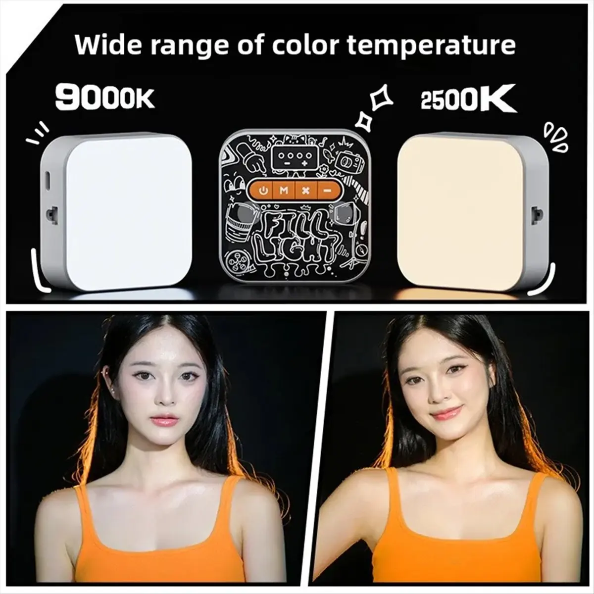 

Портативный мини-светильник для селфи M05K RGB, магнитный светильник для мобильного телефона, полноцветный регулируемый светильник для фотосъемки 2500-9000K, A