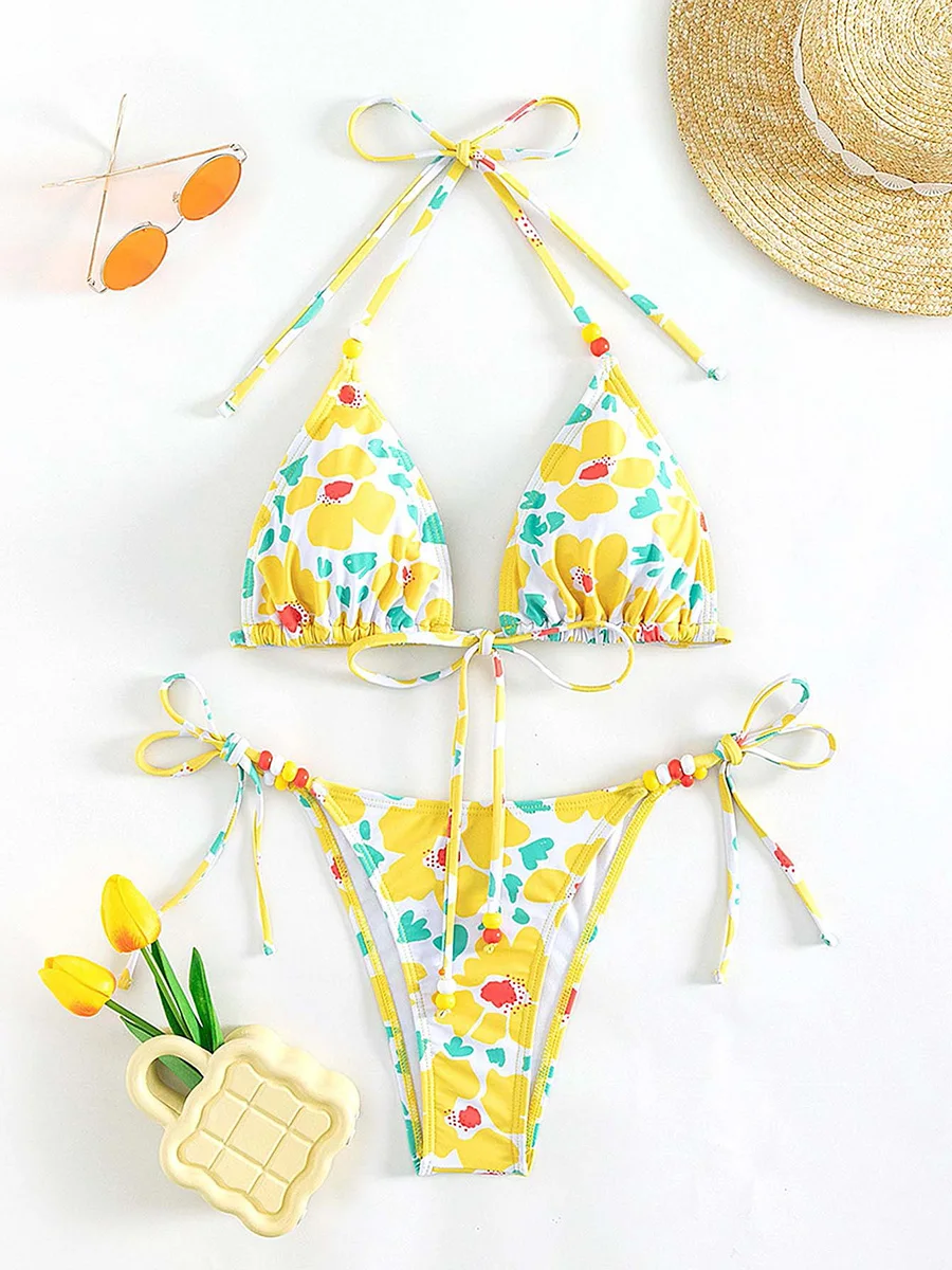 

Микро-бикини 2026, купальник с эффектом пуш-ап для женщин, сексуальный купальник, бразильский комплект бикини, купальник-бикини с цветочным принтом, летняя пляжная одежда