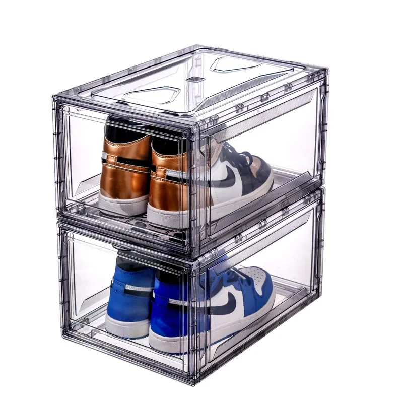 Assemblable Thickened Magnetic Side-opening Shoe Box, Transparent Front-opening Sneaker Storage Box, Shoe Wall, Shoe Organizer