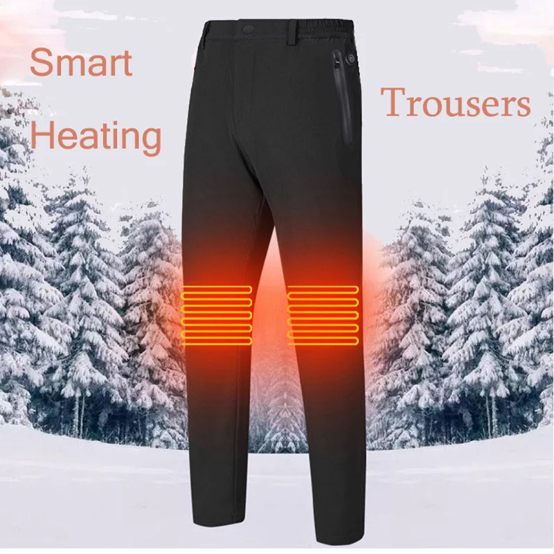 Smart USB Charging Heating Pants Winter Women's Outdoor Electric Thermal Pants Men's Waterproof Windproof Fishing Pants Trekking