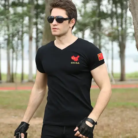 군사 전술 반팔 티셔츠, 중국 국기, 솔리드 트레이닝 탱크 탑, 야외 순면 군사 전투복, 여름 Best5