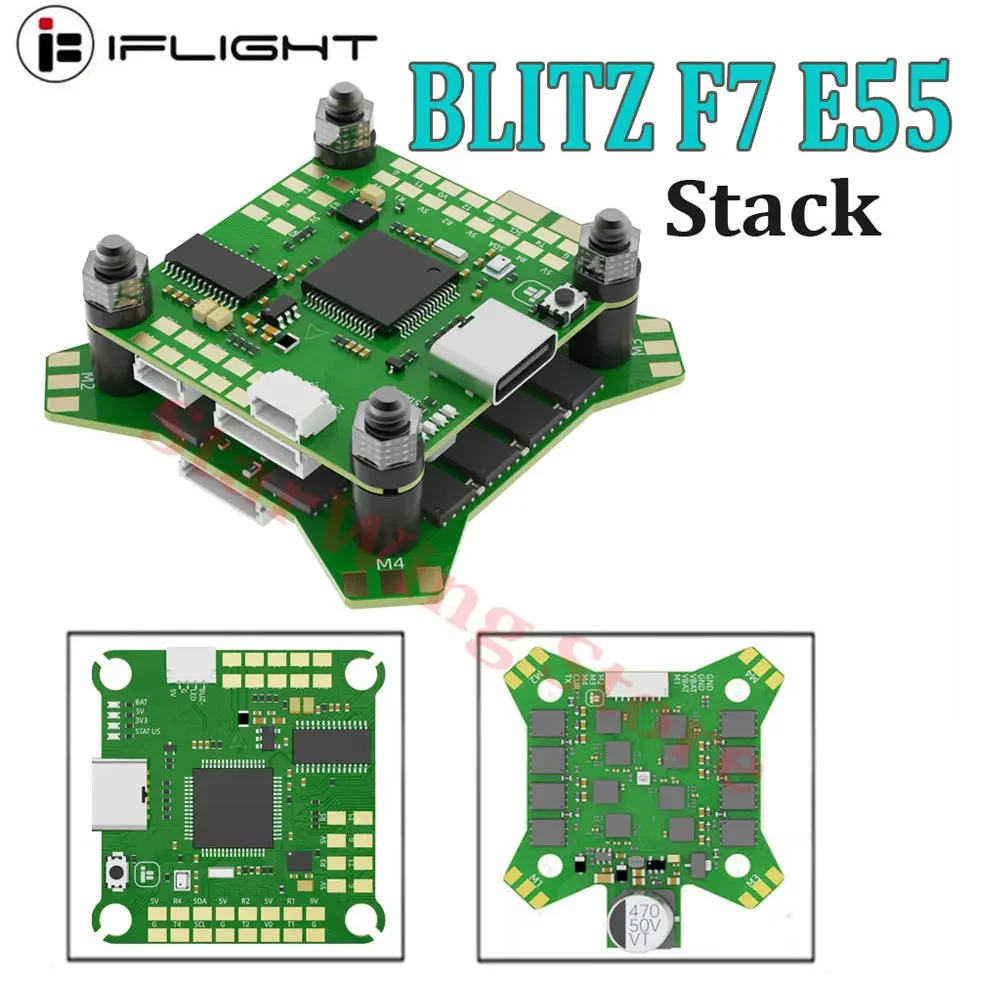 IFlight BLITZ F7 Stack F722 F7 Flight Controller W/ BLITZ E55 55A BLHELI32 4in1 ESC 2-6S for RC FPV Drone