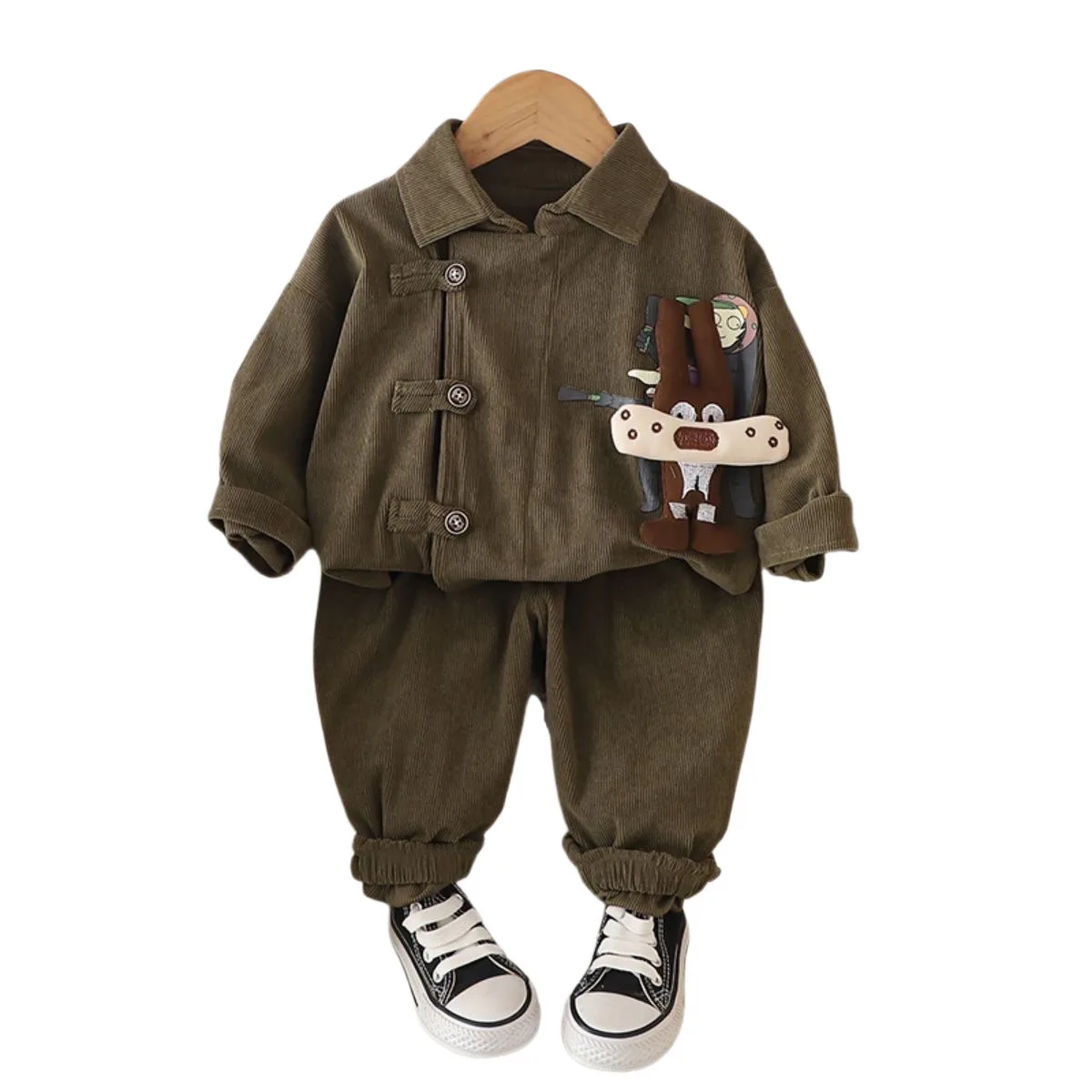 Baby's Sets 2024 Spring Autumn Lovely Cartoon Turn-down Collar Long Sleeve Jackets Tops and Pants Outfit Baby Boy Infant Clothes