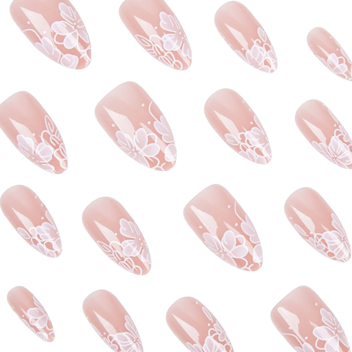 Ins Inspired Pure Desire Almond French Style Wearable False Nails White Enhancing Nail Art Patch Stickers New Collection
