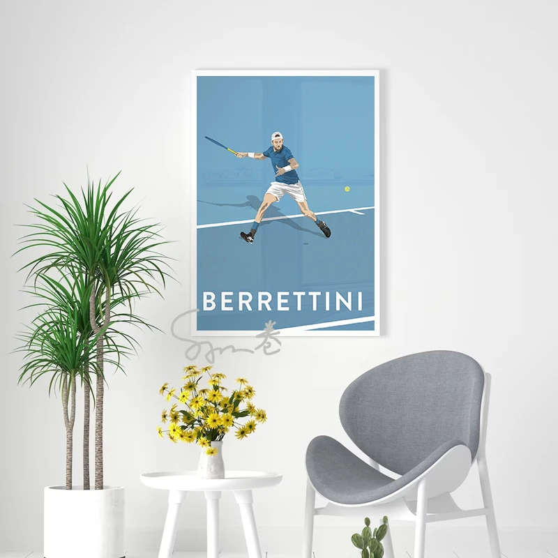 Tennis Player Famous Tennis Stars Poster Canvas Printing Minimalist Sports Star Figure Painting Wall Art Decor Boys Room Decor