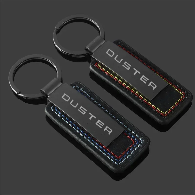 Carbon Fiber Leather Car Alloy Keychain Key Chain Rings Gifts Styling for Duster Logo 2024 2023 Keyrings Auto Accessories