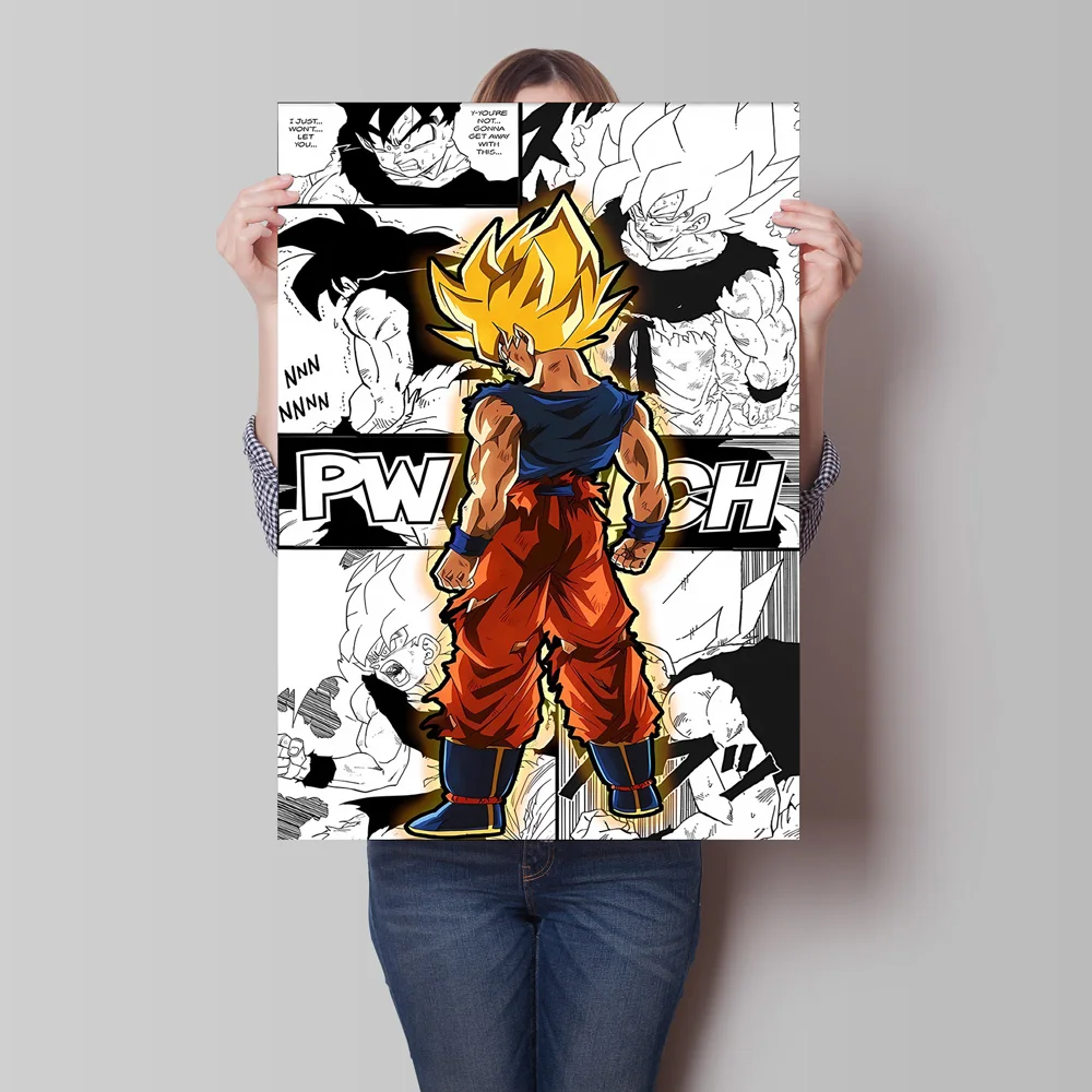حار أنيمي المشارك لعبة دراغون بول غوكو فيغيتا قماش اللوحة الكرتون صورة أصدقاء الهدايا غرفة المعيشة المنزلي ديكور كلاسيكي #3