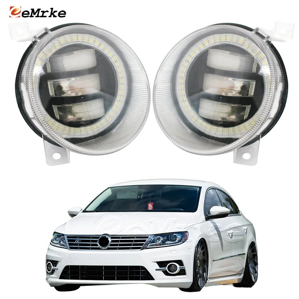 

Led Fog Lamp Assembly Lens Angel Eyes DRL Aperture for Volkswagen CC R Line 2012 2013 2014 2015 2016 Daytime Running Light Ring