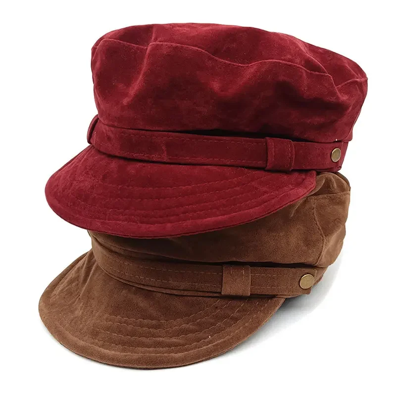 หมวกเบเร่ต์ทรงแปดเหลี่ยมผ้าฝ้ายสำหรับฤดูหนาว หมวกนิวส์บอย หมวกทหาร หมวกจิตรกร สำหรับเด็กผู้หญิงและผู้หญิง 13