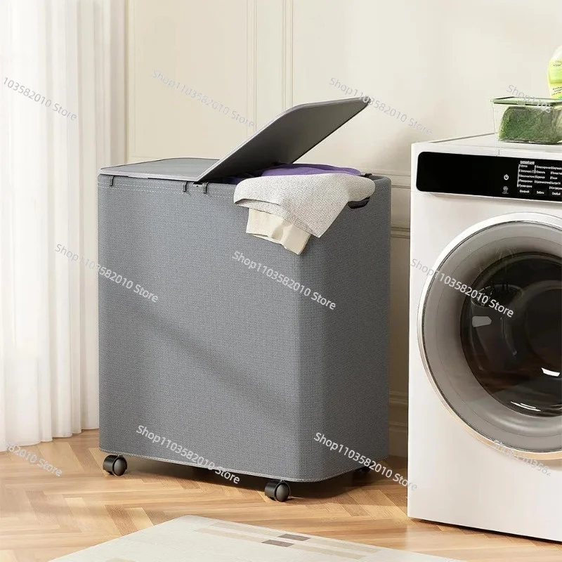 

Hot-selling large capacity large double bag laundry basket with iron frame wheels dirty clothes storage basket