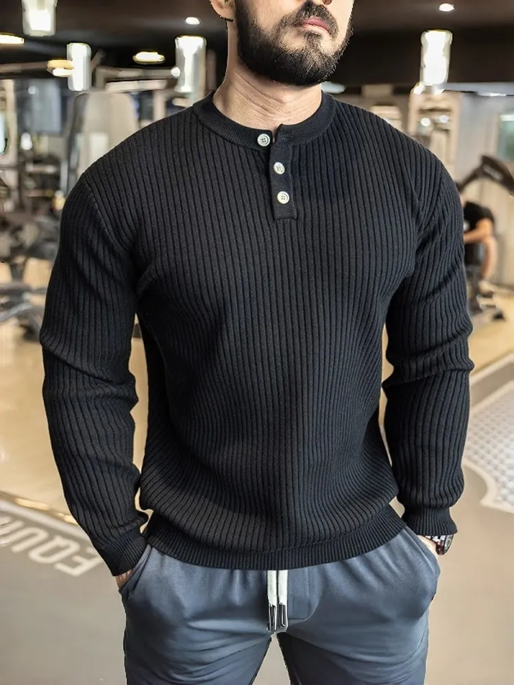 

GM новый тренд, мужской спортивный вязаный базовый слой Long Sve, дышащий тренировочный свитер для фитнеса на осень и зиму