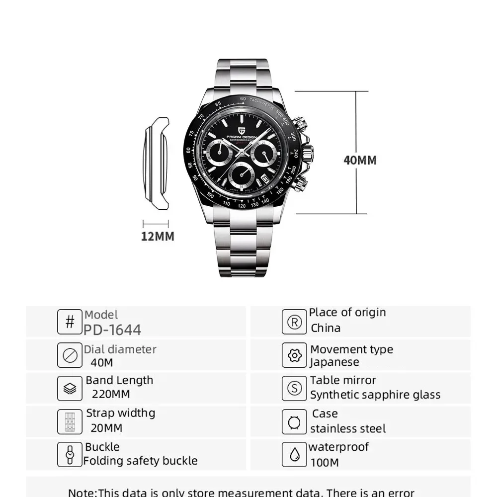 PAGANI DESIGN جديد 2025 العلامة التجارية الفاخرة 1963 ساعة رجالية كرونوغراف مقاوم للماء كوارتز ساعات رجالية ساعة عمل ساعات رجالي #6