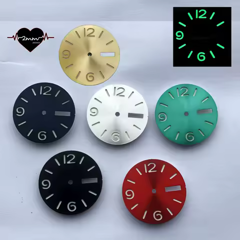 Blank Watch Dial for NH36 28.5mm Double-deck Sandwich Sunburst Watch Faces Green Lume Black Silver Blue Red for NH36A Movement
