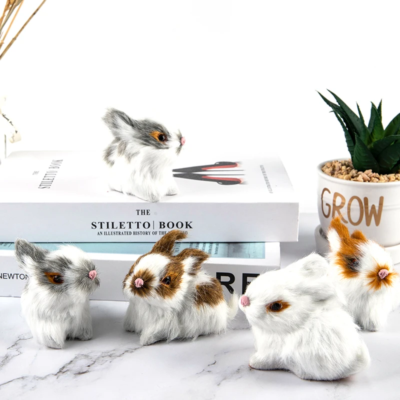 【BS】Mini realistisch schattig pluche konijnenbont Levensecht dier Paashaas Model Cadeau Speelgoed