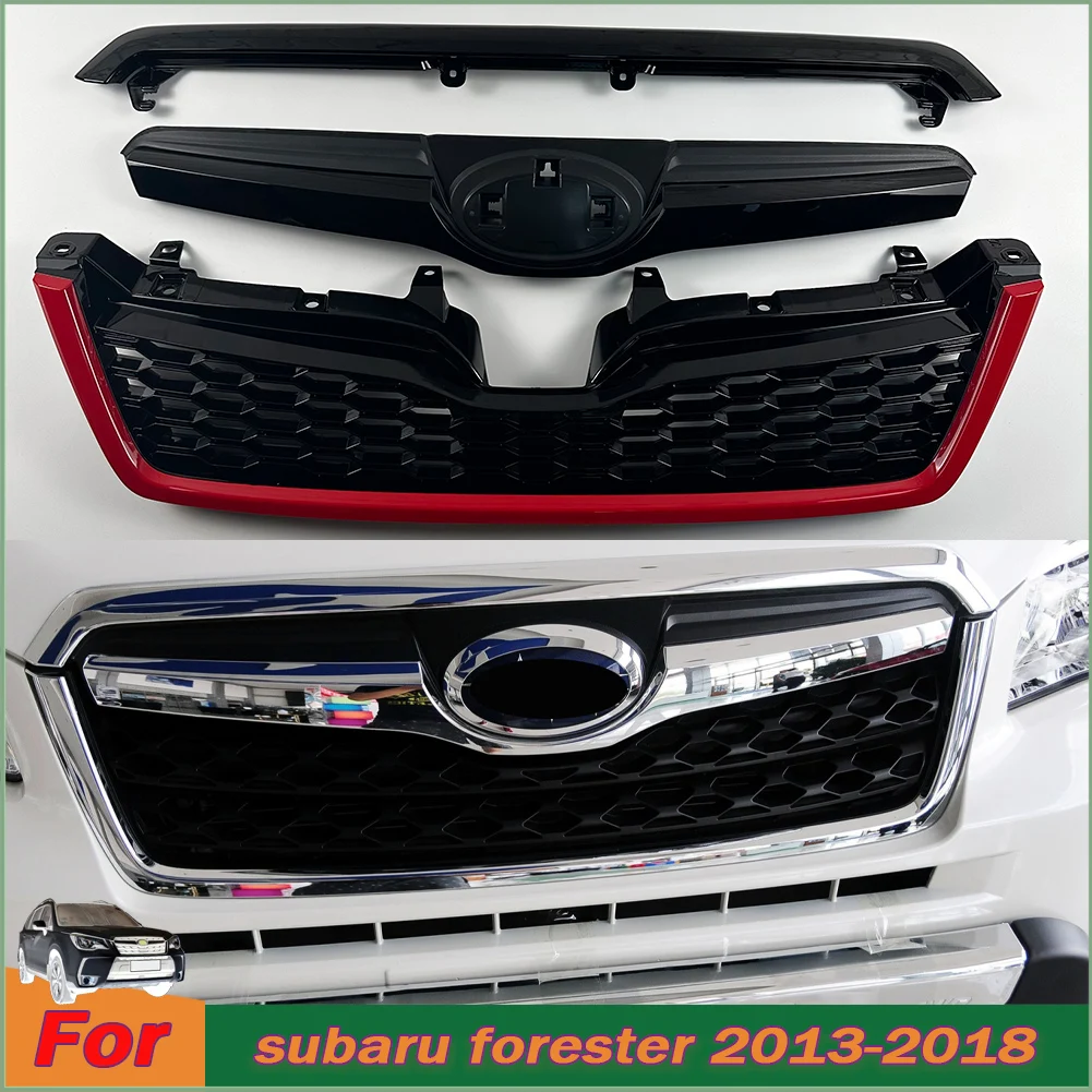 Auto Parts For subaru forester 2013-2018 Front Bumper Grille Mesh Engine Cover Upper Bumper Grille Racing Grille Body Kit