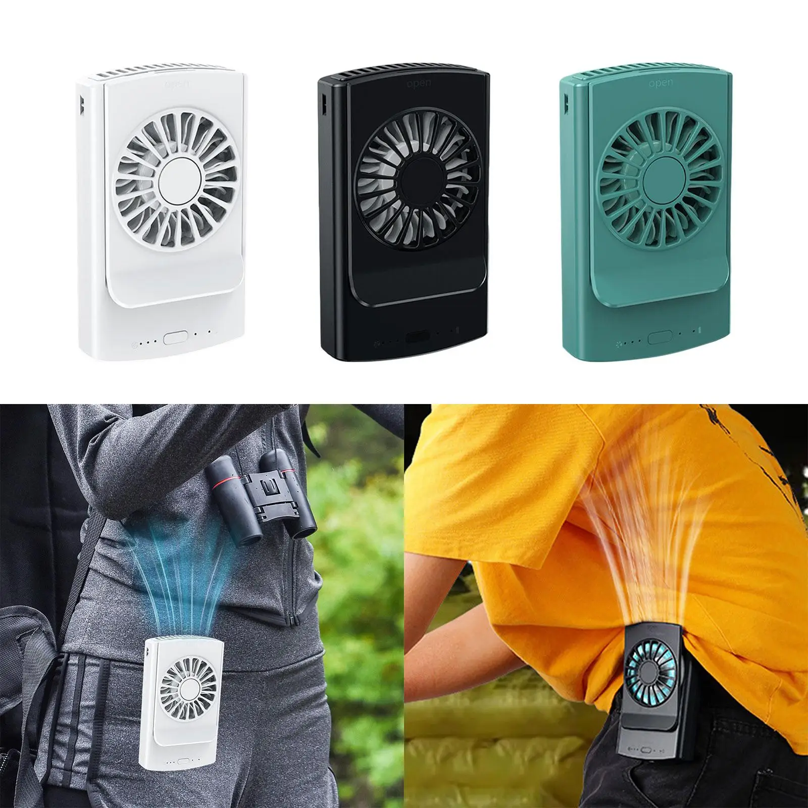Klip pinggang kipas USB dapat diisi ulang, kipas portabel untuk pekerjaan berkebun berkemah pertanian