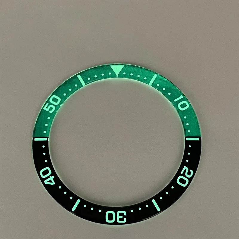 Piezas modificadas de reloj, inserto de bisel de reloj de vidrio luminoso de 40,35/32,51mm, adecuado para caja de reloj de buceo SBDC053