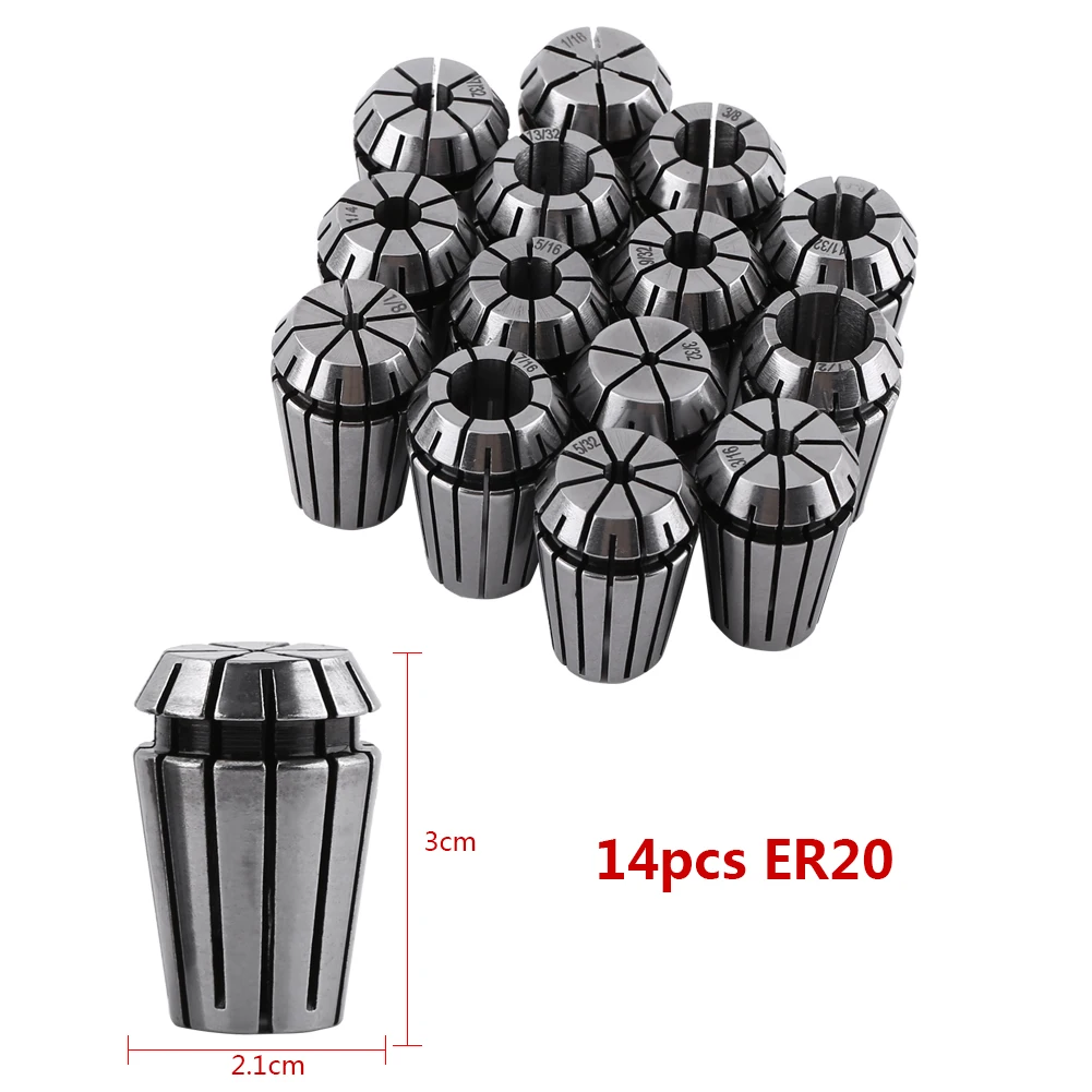 

Milling Lathe Tool Spring Collet ER20 Spring Collet Set for CNC Engraving Machine and Milling Lathe Tool 1/16"~1/2"