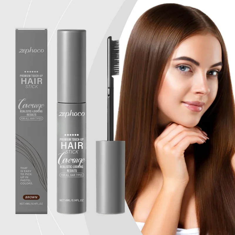 

Brown Hair Touch Up Stick-Waterproof Root Concealer, Quick Cover Gray Hair Natural Looking Non-Sticky Portable Hair Color Pen