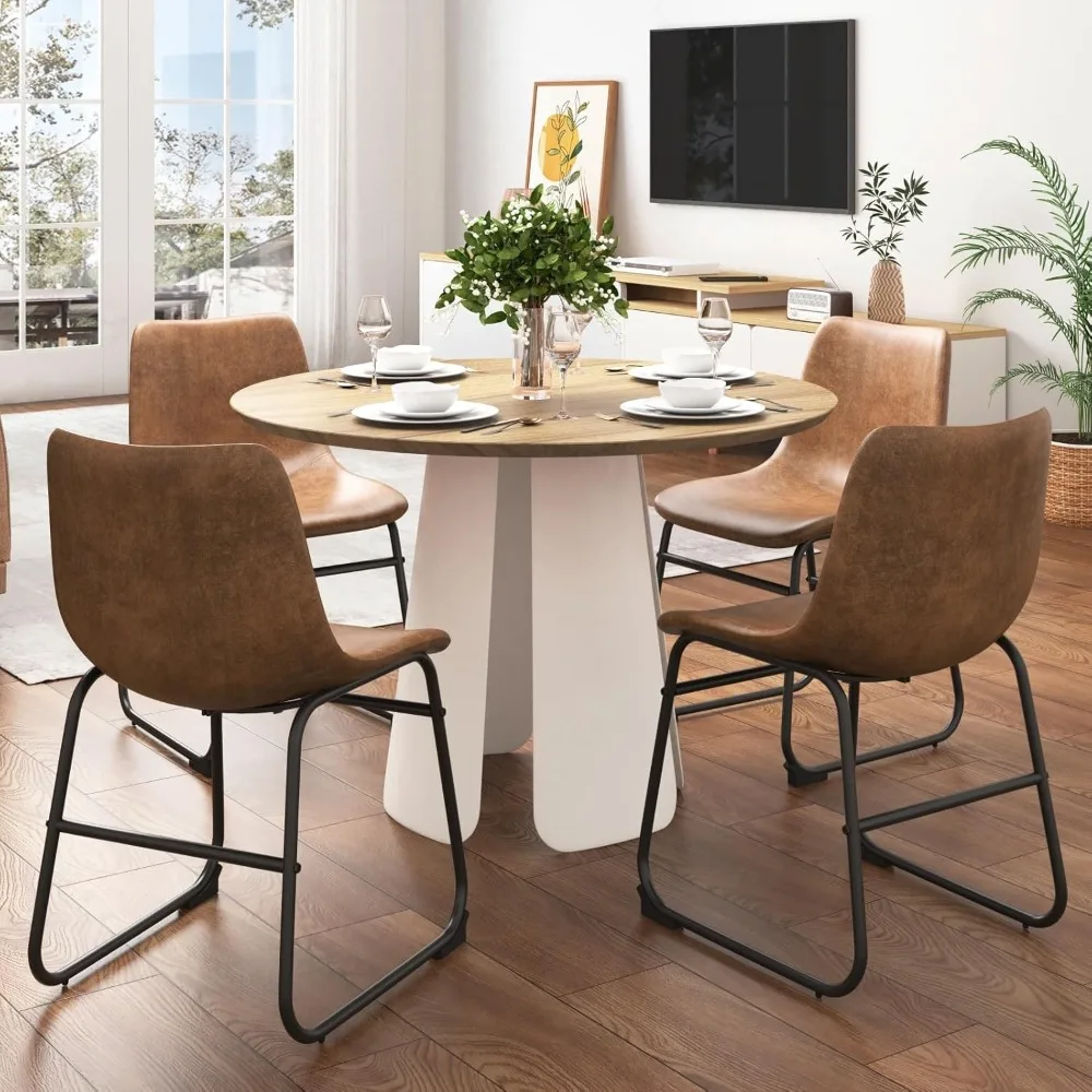 

Set of 4 Retro Suede Dining Chairs, 18-Inch High Back Dining Chair Set, Modern 4 Chairs for Dining Table, Comfortable & Stylish