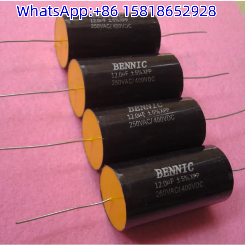 2pcs 400V 12uf Bennic XPP Black Gold Audiophile Crossover Audio Copper Pin Non-Polar Capacitor