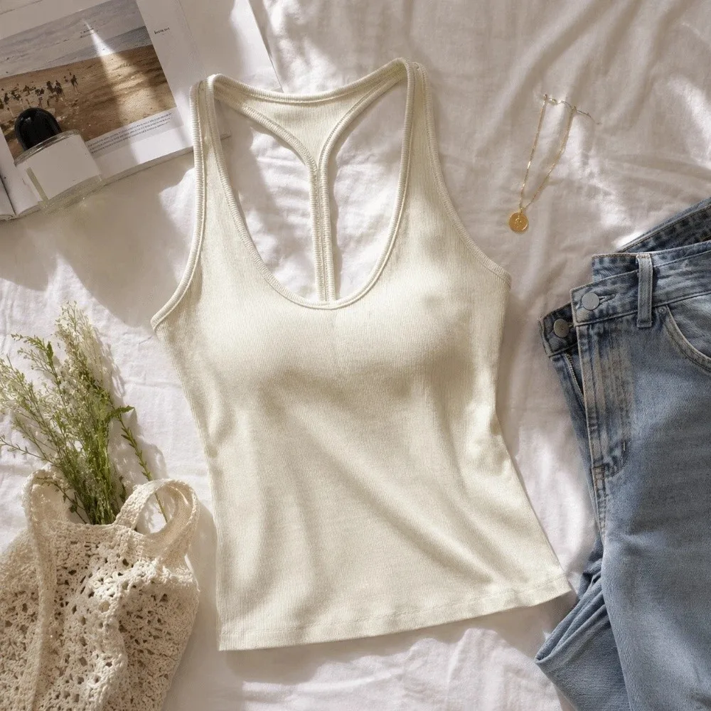Fashion V-neck Camisole Yoga Sports Bra Push-up Vest Top Beauty Back Halter Neck Top Gym Top
