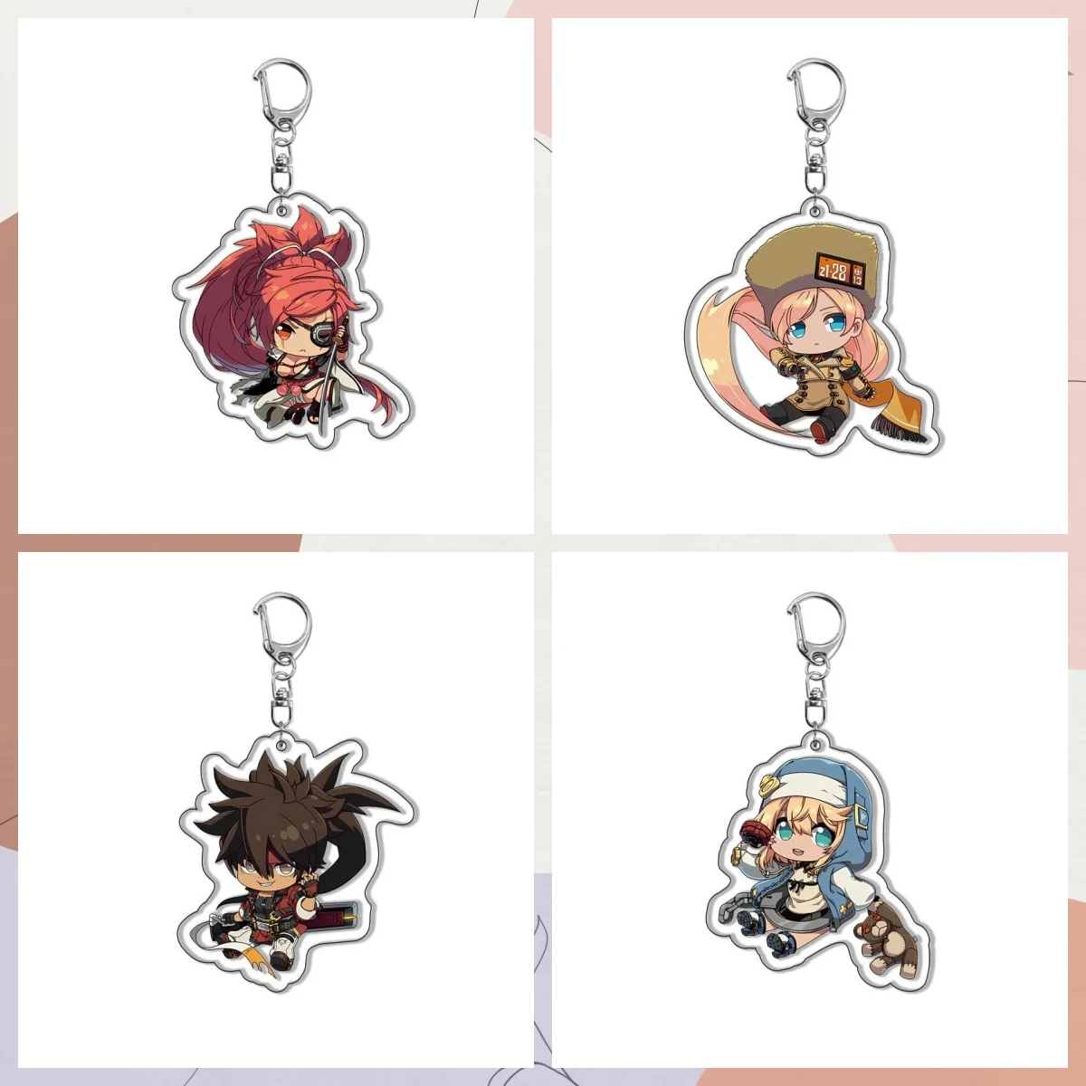 Hot Game Guilty Gear Figures SOL·BADGUY Ky·Kiske May Cosplay Acrylic Keychains 6cm Cartoon Bag Accessories Fans  Gift Key