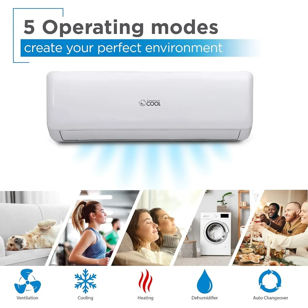 Ductless Mini Ar Condicionado Split, Branco com Calor, Nenhum Instalador HVAC Necessário, CSAH2420AC, 220V