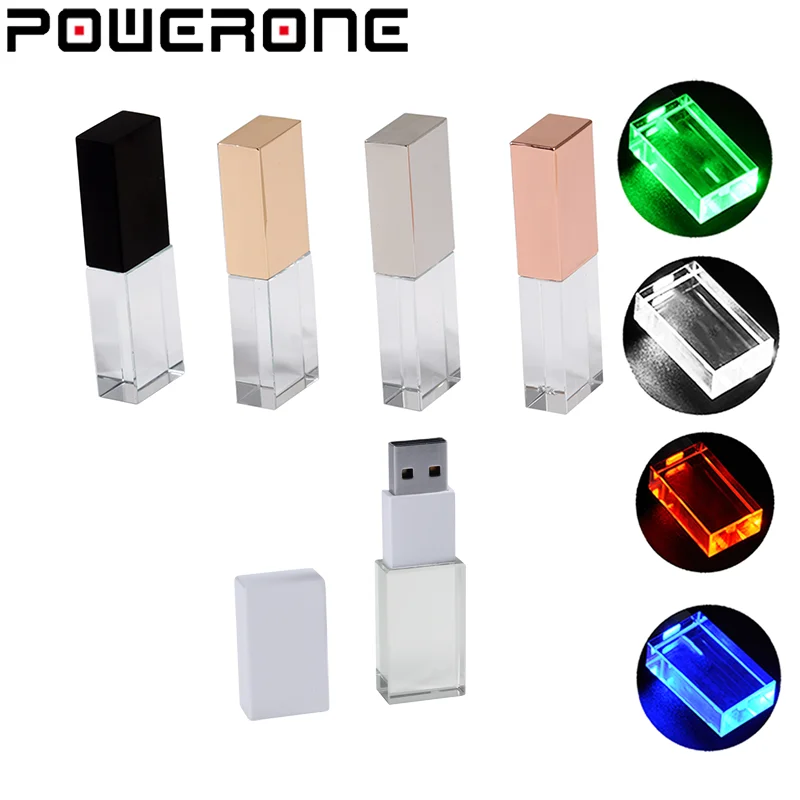 

Светодиодный USB-флеш-накопитель 128 ГБ Crystal Memory Stick 64 ГБ Бизнес-подарок Pen Drive 32 ГБ Устройства хранения из розового золота 16 ГБ Забавный флэш-накопитель 4G