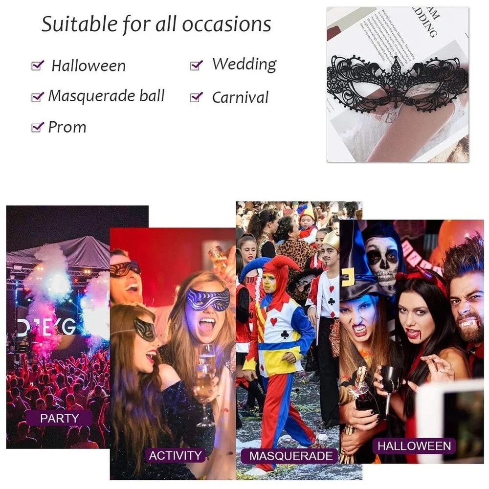 1pcs Simple Sexy Masquerade Mask Women Party Mask Pretty Elegant Lady Lace Masquerade Halloween Mardi Gras Decor - view 6