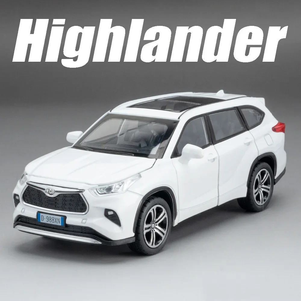 รถโมเดลของเล่น Highlander Corolla สเกล 1:32 ผลิตจากโลหะผสม พร้อมเสียง ไฟ ประตูเปิดได้ แบบดึงหลัง ของตกแต่ง สำหรับเด็กผู้ชาย เป็นของขวัญ
