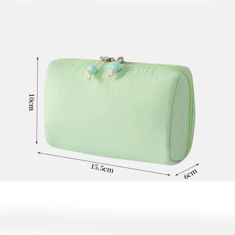 Compartment Makeup Bag for Women Men Large Capacity Plain Color Portable Pencil Case Commuting Cosmetic Storage Pouch