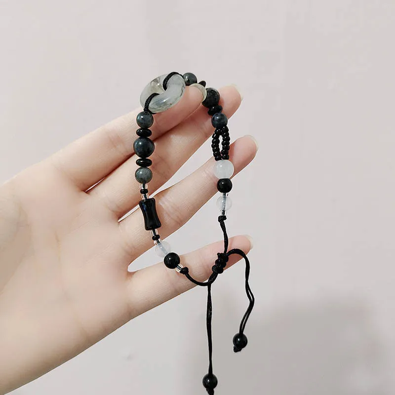 Pulsera con colgante de paz de estilo chino, diseño de nicho, sensación de alta gama, pulsera de cuentas pura tejida a mano