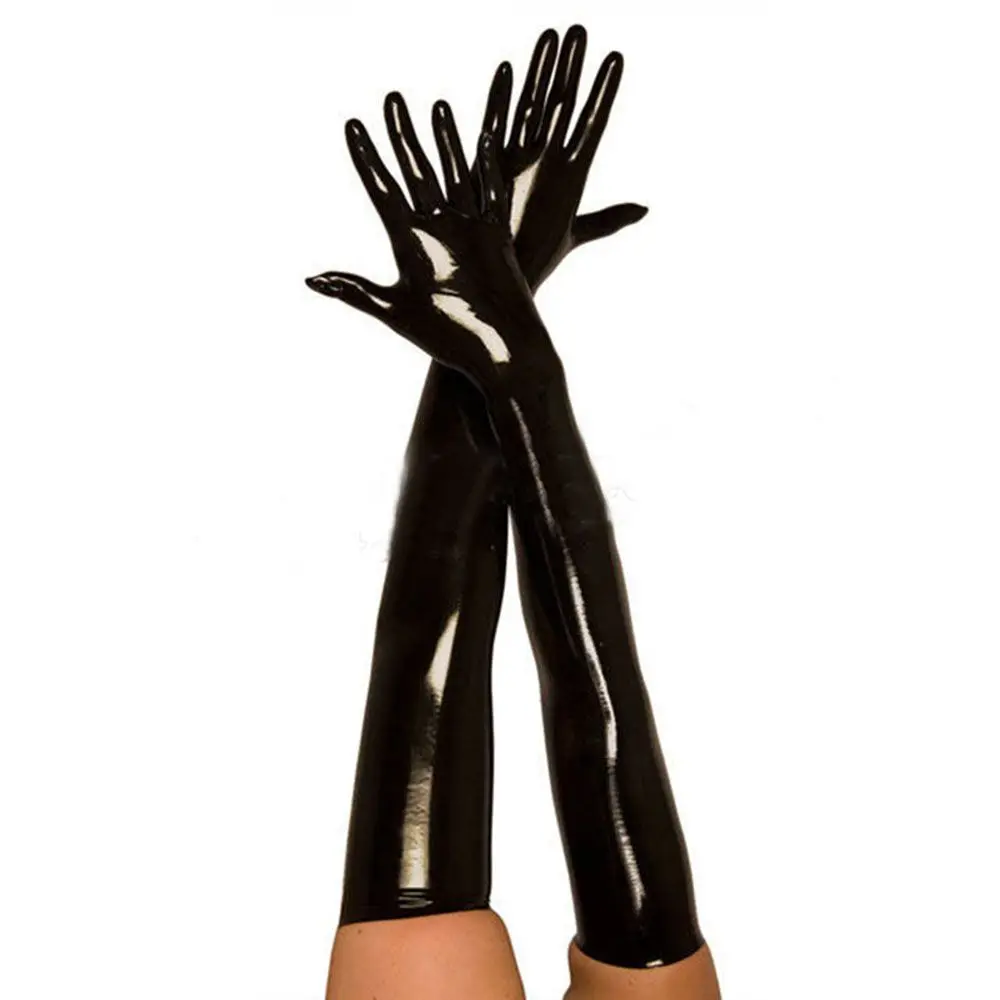 Hip-pop Clubwear Faux Cosplay Accessory Catsuit Adult Long Latex Gloves Fetish Sexy