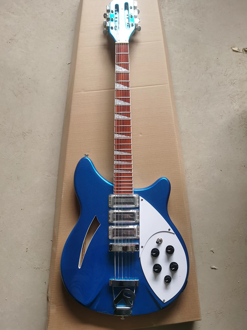 12-string blue Silver particle 360 Ri ckenbacher electric guitar, guitar body front and back silver particle, stock, fast shippi