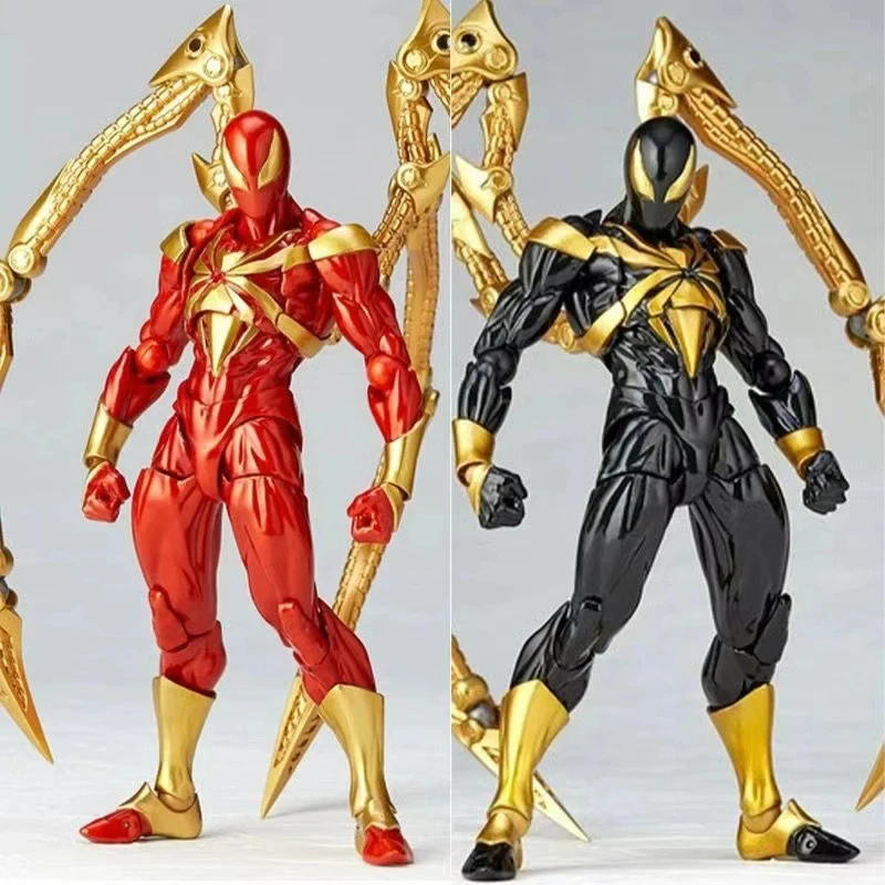 Marvel Kaiyodo Iron Spiderman Action Figure Amazing Yamaguchi Spiderman Anime Pvc Statue Model Decora Toy Collection Gift 14cm