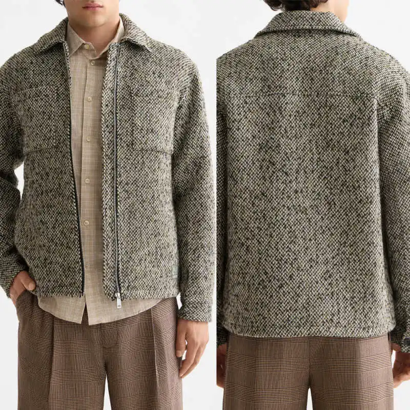 Cappotti da uomo alla moda in lana tinta unita nuova cerniera giacche corte da uomo pendolarismo invernale all'aperto caldo personalizzato