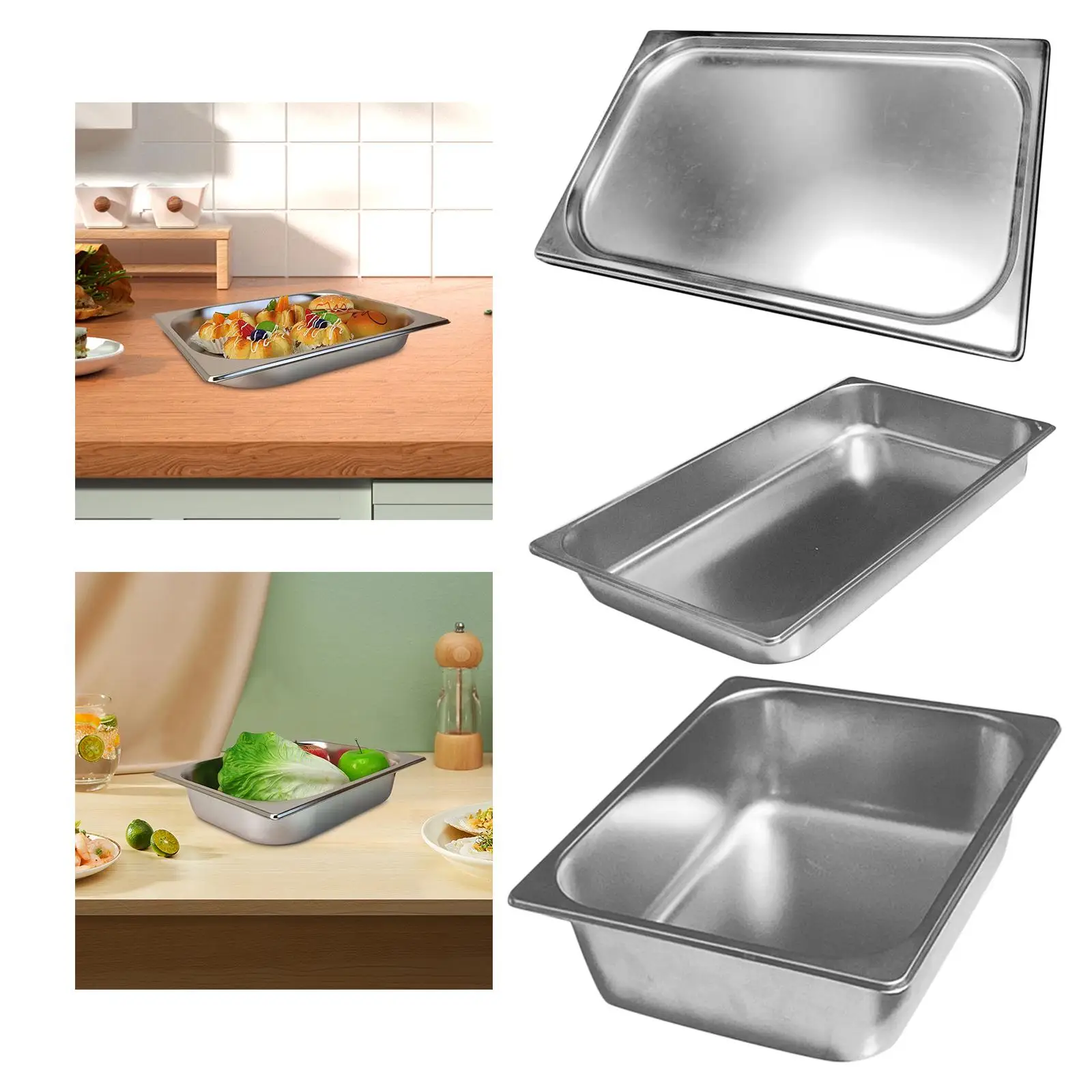 Stainless Steel Food Pan Steam Table Pan Half Size Commercial Catering Pan Hotel Pan for Food for Eid Festivals Parties Hotel