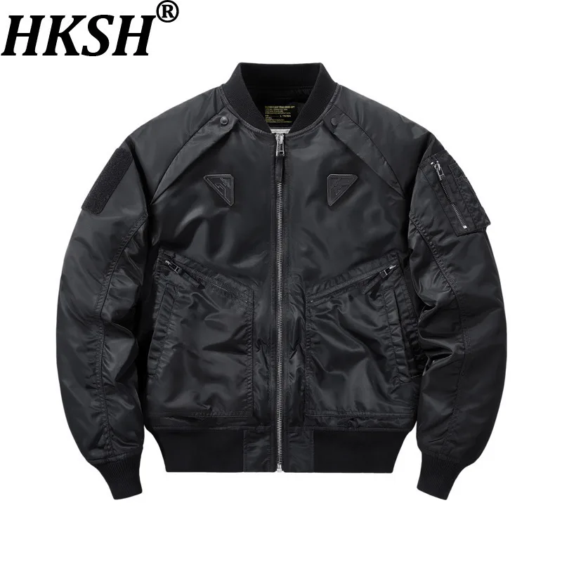 

HKSH Autumn Winter New Men Safari Style Patchwork Multi-Pocket Design Thickened Baseball Jacket Trend Casual Padded Coat HK16616