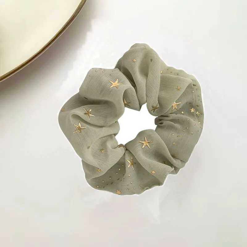 Golden Star Pattern Hair Rope para menina, Elastic Hair Loop, Hair Accessories