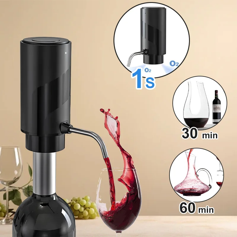 Intelligent Wine Aerator Dispenser Rechargeable One Touch Electric WineDecanter Liquor Dispenser Set Bar Party Wine Accessories