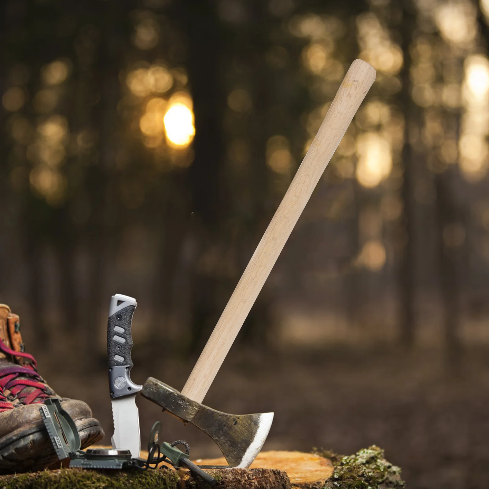 

Axe Handle Wooden Replacement For Hatchet Wood Handle Repair Outdoor Camping Tool Durable Smooth Hardness Polished Workmanship