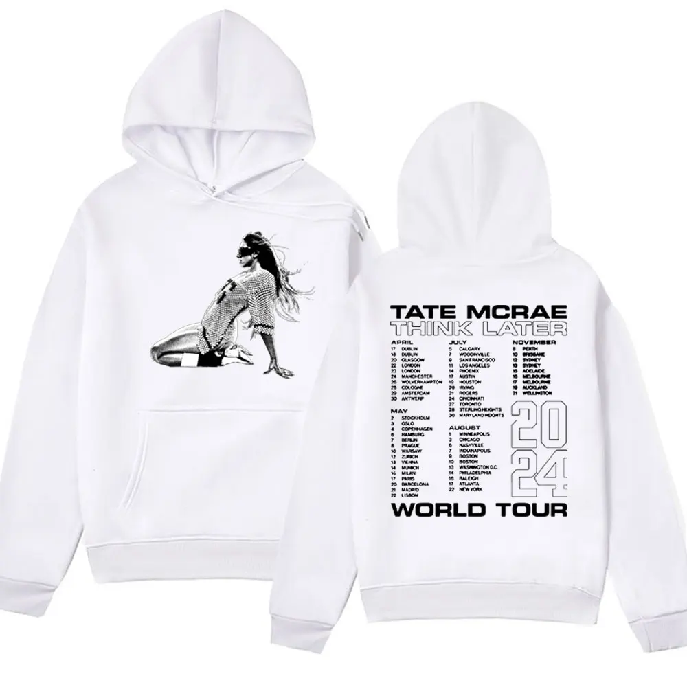 Rapper 2024 Tate McRae Tour Album Print Hoodie men Vintage Harajuku Fleece Sweatshirt Hip Hop Pullover unisex y2k streetwear