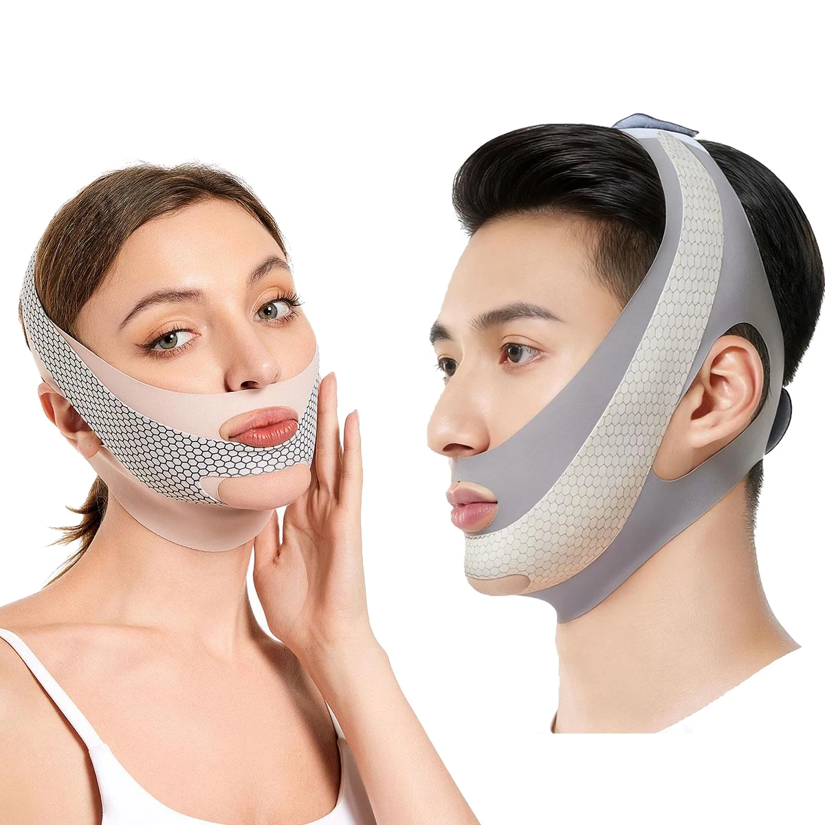 Opaska na twarz V-Face dla kobiet i mężczyzn, opaska pod brodę do spania, bandaż podnoszący twarz, pas modelujący podwójną podbródkę i kształtujący linie twarzy.