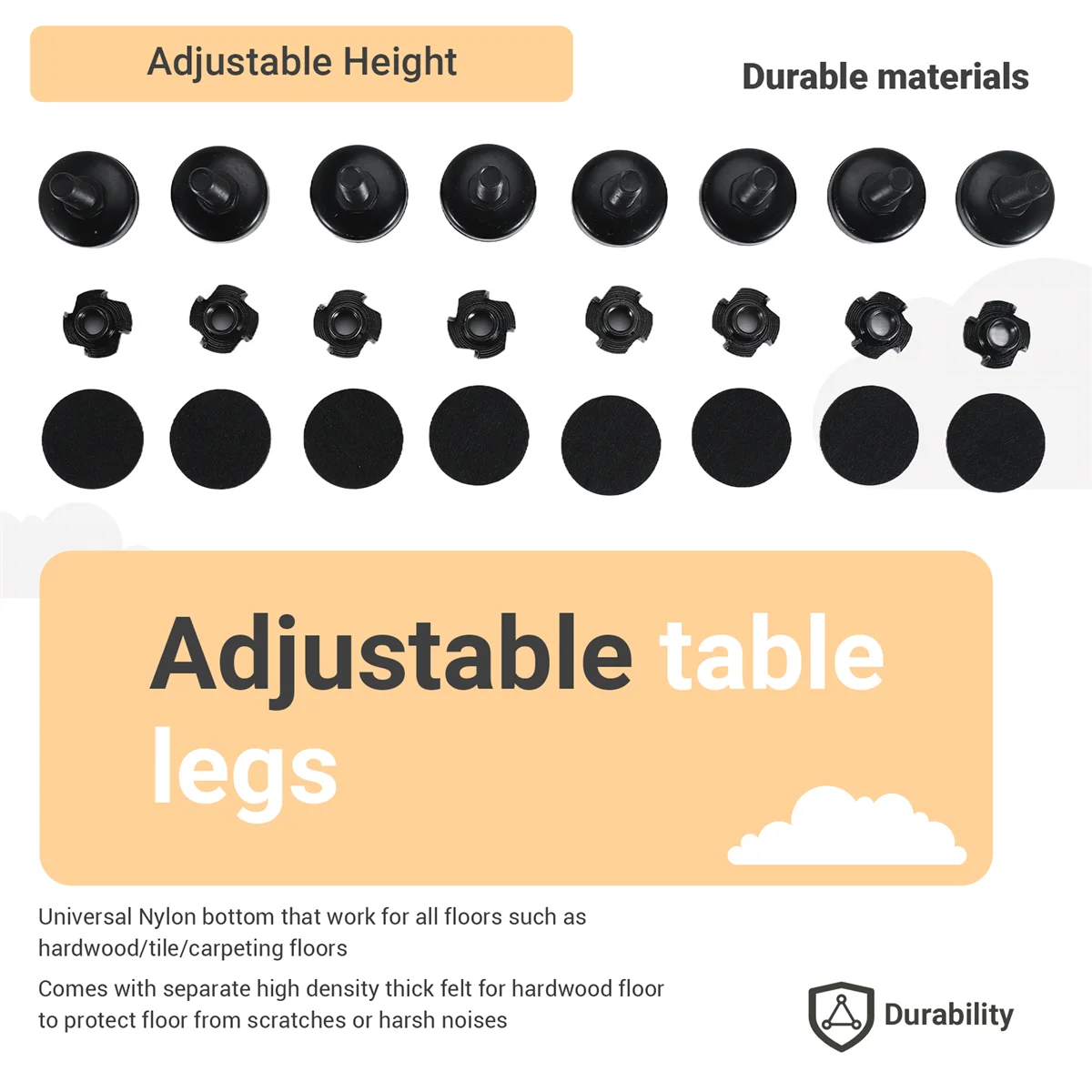 [Tersedia] 8 Buah Perata Furnitur Tugas Berat Kaki Perata Furnitur Perata Kaki Dapat Disesuaikan untuk Lemari Meja Kursi Pengangkat