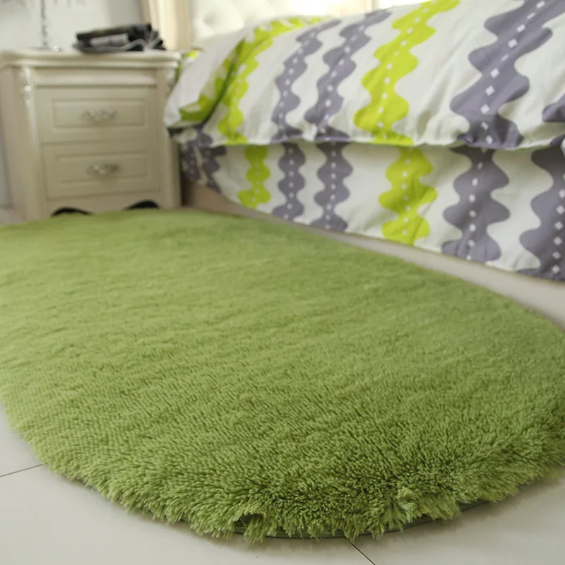 2025 Oval Home Living Room Bedroom Silky Floor Mat Cute Room Bedside Blanket