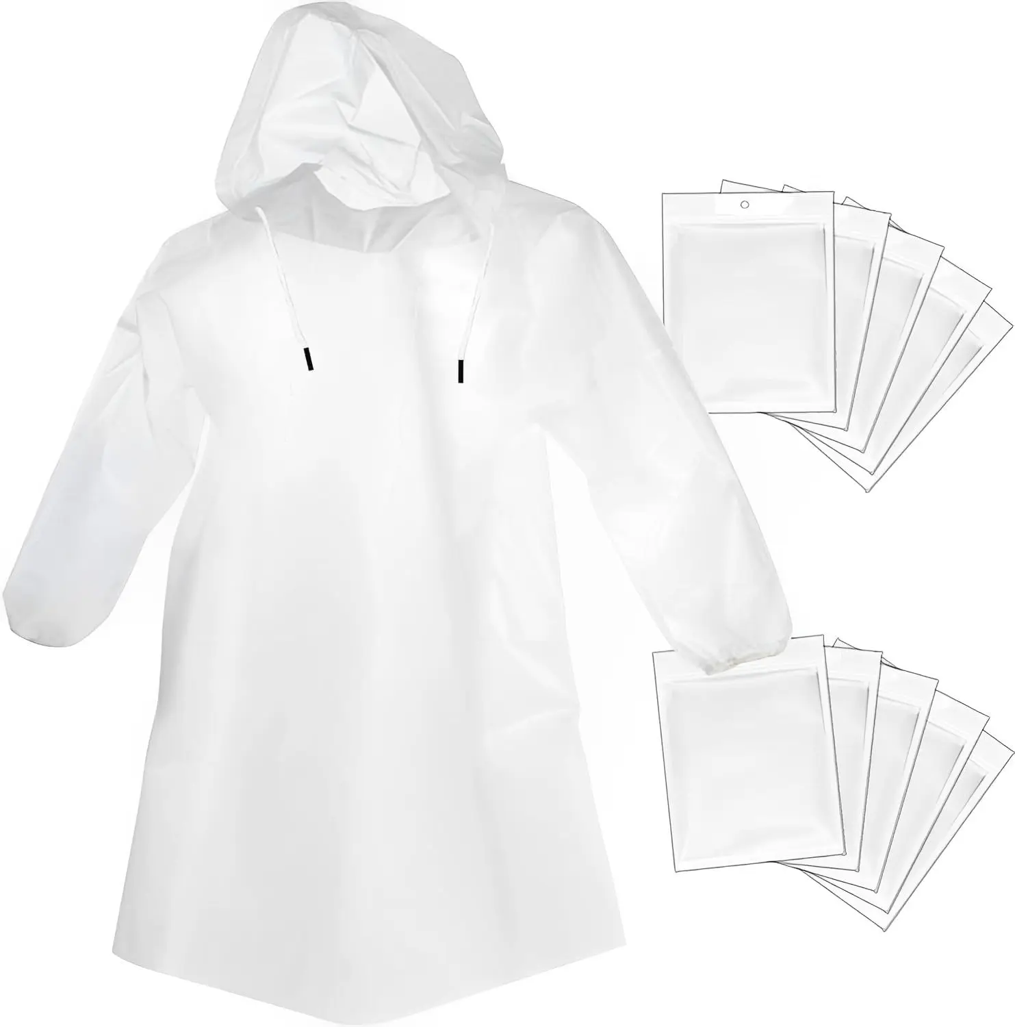 

Disposable Rain Ponchos for Adults, Clear Family Pack Raincoats with Hood for Disney Travel