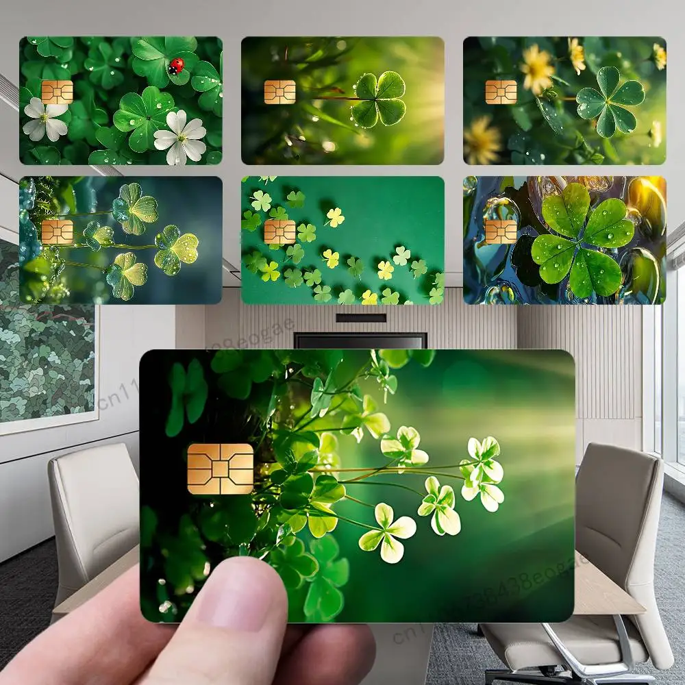 

Four Leaf Clover Lucky Symbol Decorative Credit Card Skin 4PCS Protection Card Stickers Creative Credit Debit Card Stickers