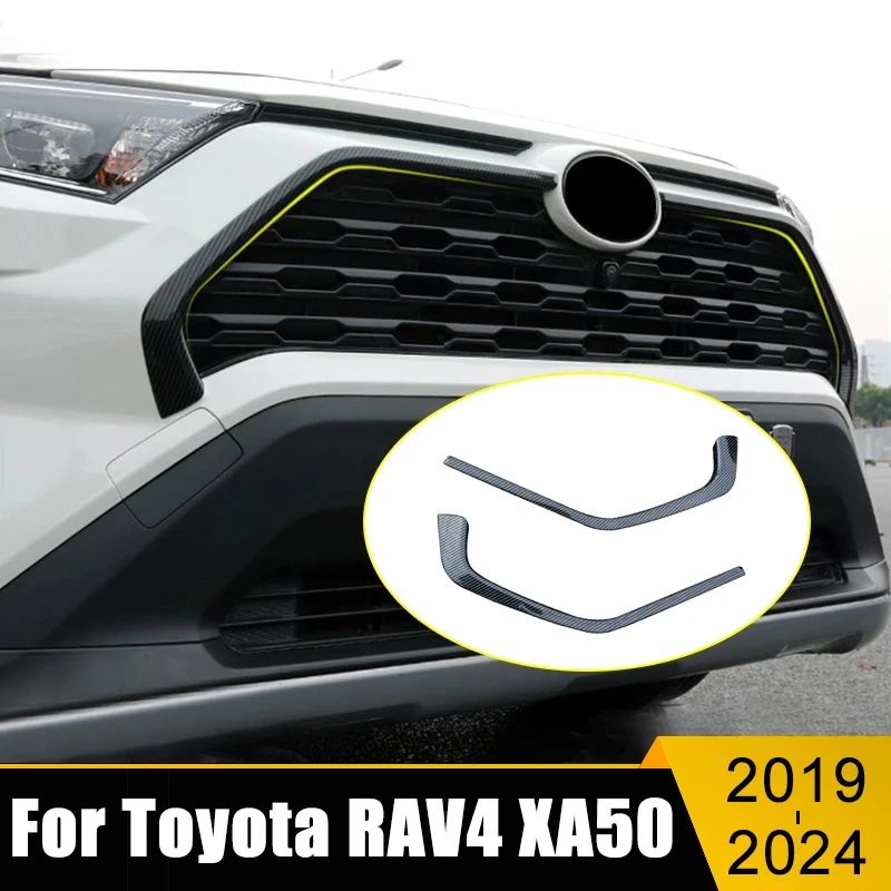 For Toyota RAV4 XA50 2019 2020 2021 2022 2023 2024 ABS Car Front Grille Trim Cover Racing Grills Decoration Frame Accessories